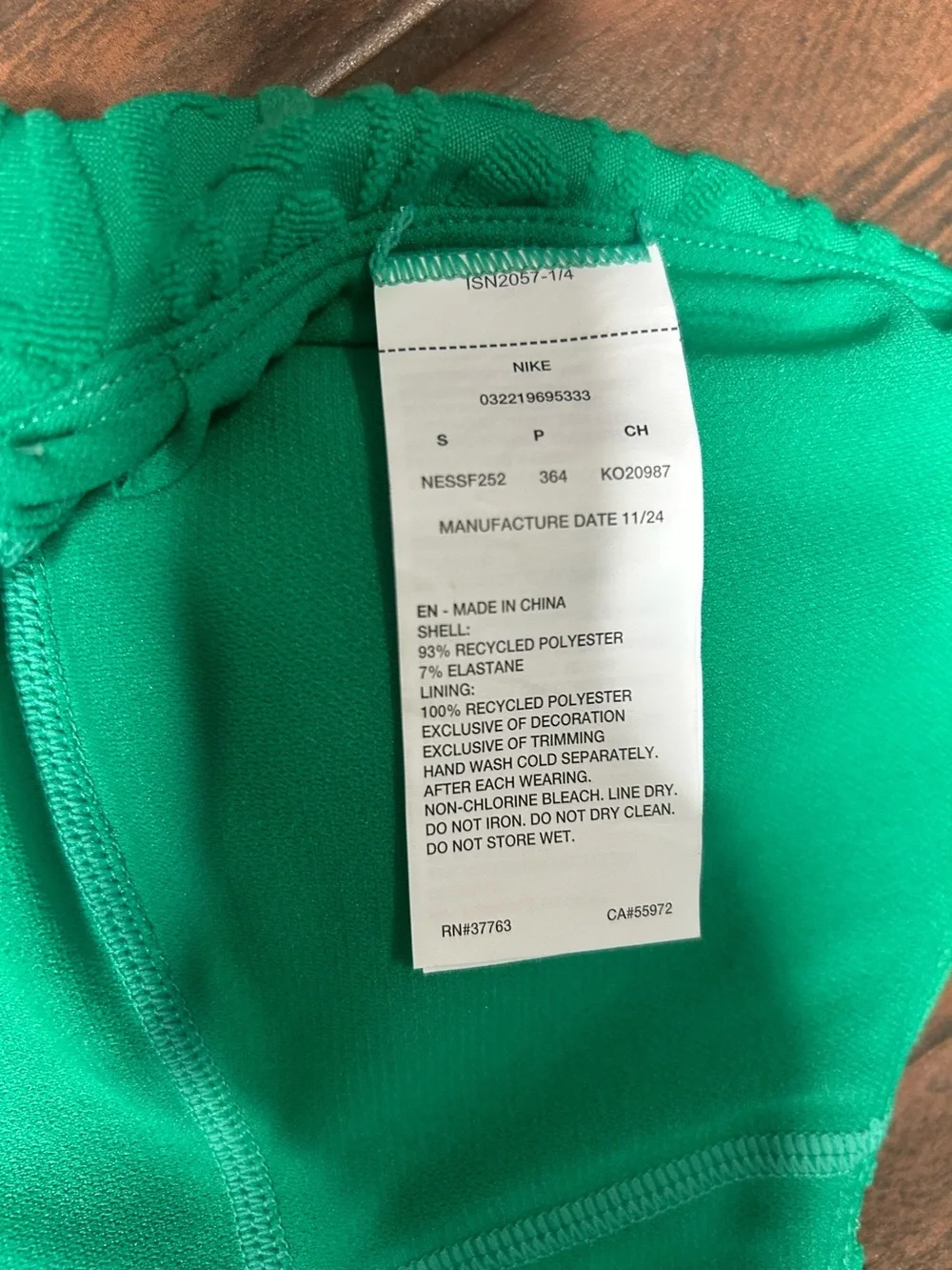 Nike Green Textured One Piece Swimsuit Women’s Y Back Terry Swimwear Small